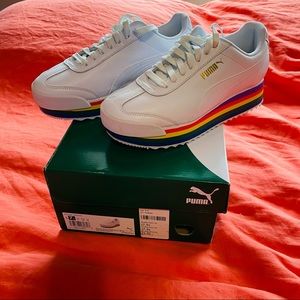 White Roma Amor Rainbow Puma Sneakers 7.5